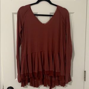 We the Free Peplum long sleeve distressed edge top